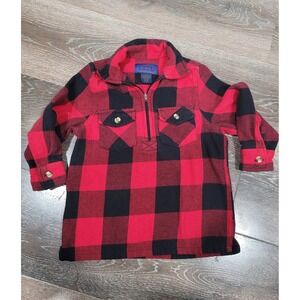 Lil' Hickory Toddler Red‎ Black Buffalo Plaid Quarter Zip Shirt Kids Size 3t #5